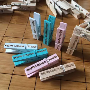 

Custom Engraved Party Photo Banner Clips Mini Wood Clothespins Valentines Day Wedding Decoration Engagement Bridal Showers Gift