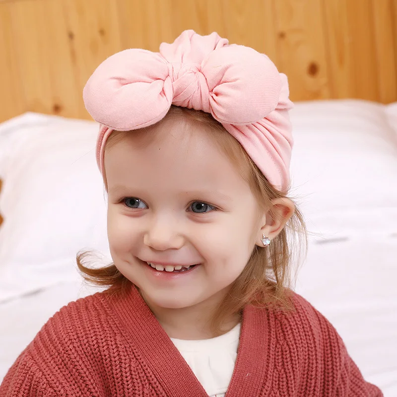 Sweet Dot Baby Girl Hat with Bow Candy Color Baby Turban Cap for Girls Elastic Infant Accessories 1 PC
