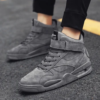 

2019 Men's Moccasins Leisure Hook Loop Snickers Shoes Adult Male Casual High Sneakers Genuine Leather Air Cushion Krasovki Shoes