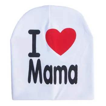 

Children Kids Print Knitted I Love Mama Baby Hat Cotton Unisex Baby Cap Letter Kids Hat For 0-3 Years