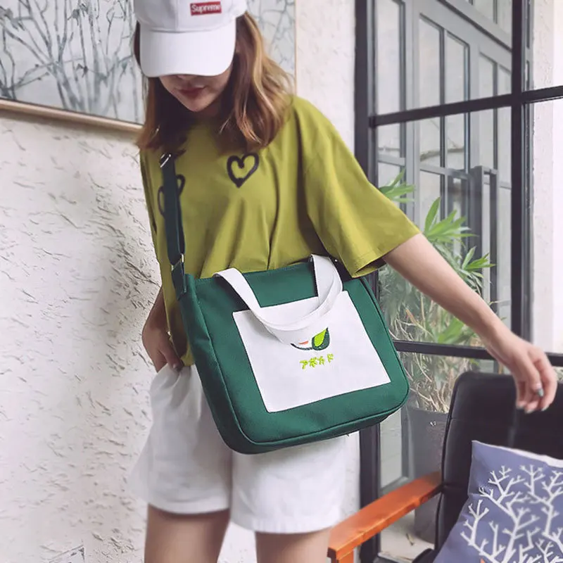 RanHuang New 2020 Women's Canvas Handbags Fruit Printing Fashion Tote Bags Girls Cute Shoulder White Green A1796 | Багаж и сумки