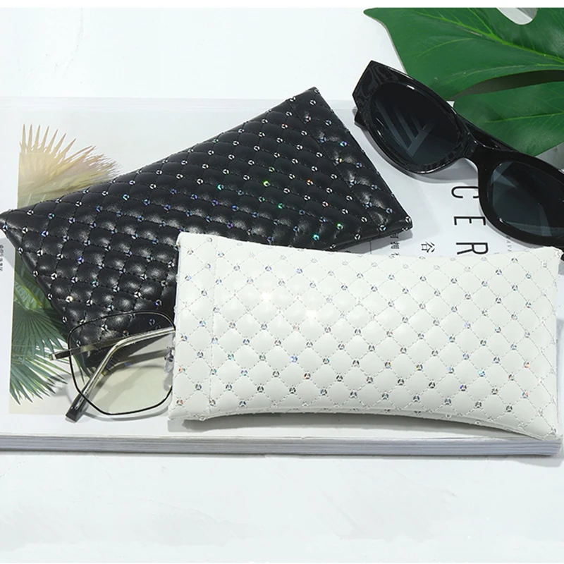 

2022 New Portable Glasses Case PU Leather Foldable Glasses Box Women Oversize Sunglasses Bag Elastic Beam Mouth Glasses Bag