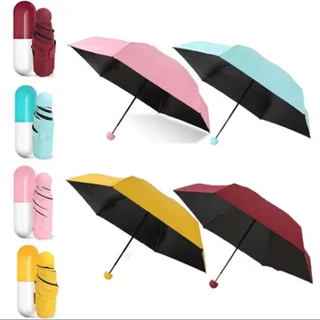 

Capsule Umbrella Mini Light Small Pocket Umbrellas Anti-UV Folding Compact Cases
