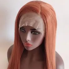 Bombshell, оранжевый цвет, прямые настоящие волосы, повседневный макияж, синтетические 13*3 дюйма, кружевные передние парики на каждый день, термостойкие для женщин парики