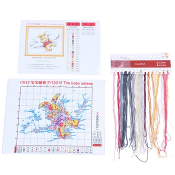 

DIY Hand Knitting Print Cross Stitch Set Embroidery Set 11CT Little Boy Sleeping Rabbit Doll Pattern Cross Stitch 35 * 27cm Home