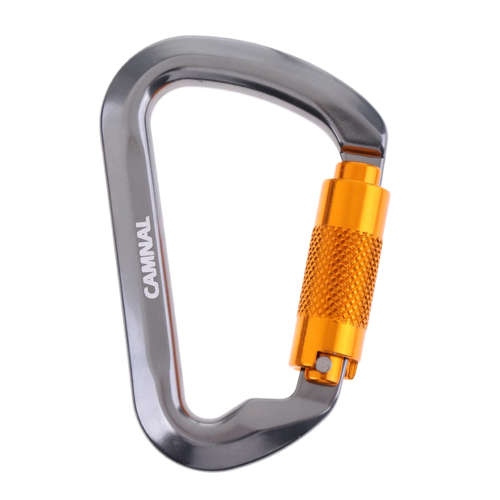 Locking Rock Climbing Carabiner Clips, 25KN Heavy Duty D Ring Buckle for Rappelling Swing Rescue Camping Hiking Climbing Access