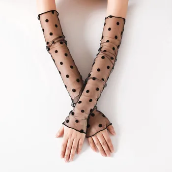 

Women's Summer Sun Protection Sleeves Mesh Lace UV Thin Long-sleeved Bike Breathable Cycling Gloves Driving Arm Warmers Sleeves