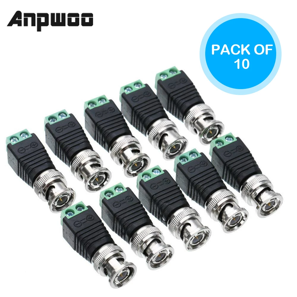 ANPWOO-conectores BNC para cámara AHD, CVI, TVI, CCTV, Coaxial/Cat5/Cat6, Cables