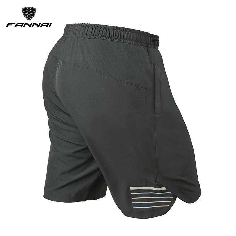 Running Shorts Zipper-Pockets Quick-Dry FANNAI Gym Men Drawstring