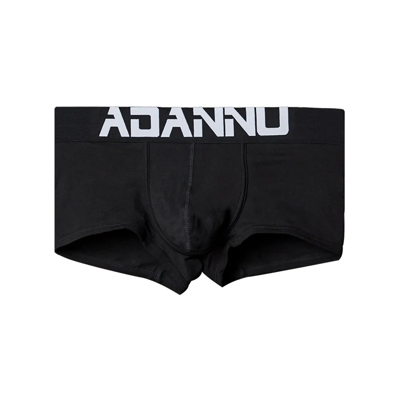 Бренд ADANNU, мужское нижнее белье, боксеры, хлопковые мужские трусы, Cueca Tanga, дышащие удобные трусы с мешочком для пениса, однотонные шорты - Цвет: AD125-black