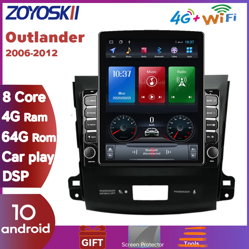 ZOYOSKII Android 10 для Mitsubishi Outlander вертикальный экран Tesla Автомобильный GPS мультимедийный