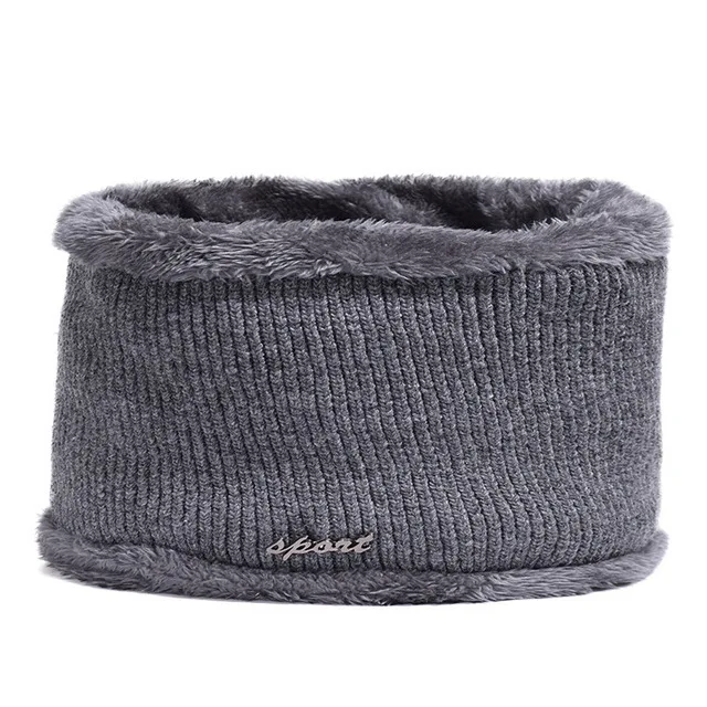 Simpe Winter Hat Skullies Beanies Hats Winter Beanies For Men Women Wool Scarf Caps Balaclava Mask Gorras Bonnet Knitted Hat - Цвет: Gray neck
