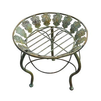 

French country old retro vintage iron round flower stool