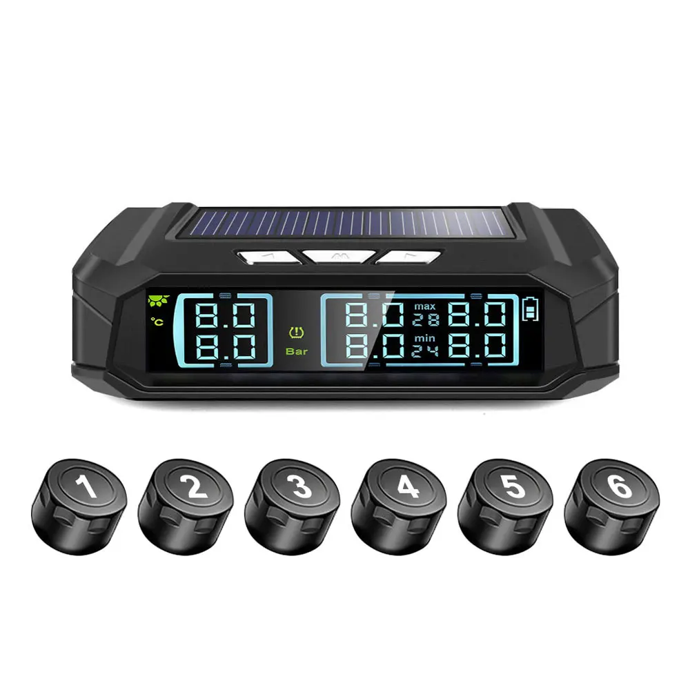 

Tire Pressure Monitoring System 8.0bar 6PCS Sensor Tire Pressure Alarm Truck USB TPMS Windshield Vehicles Explosion Proof