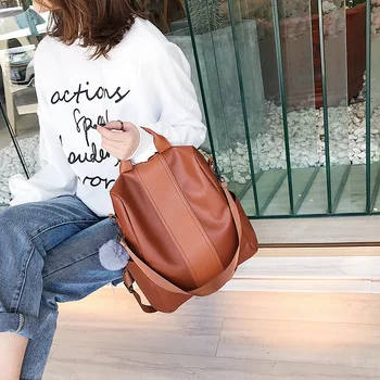 

Ladies backpack high quality retro leather backpack 2020 new waterproof and anti-theft ladies leisure travel backpack