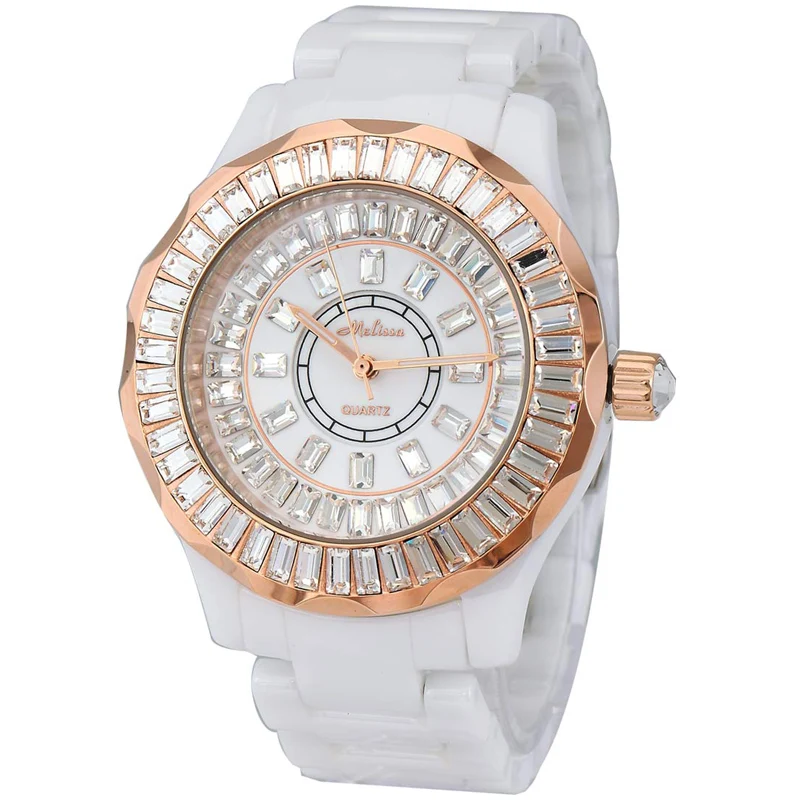 

Ceramic Wrist Watches MELISSA Luxury Women Watch Swarovski Crystal Fashion Bracelet Watches Miyota Quartz Sapphire Waterproor