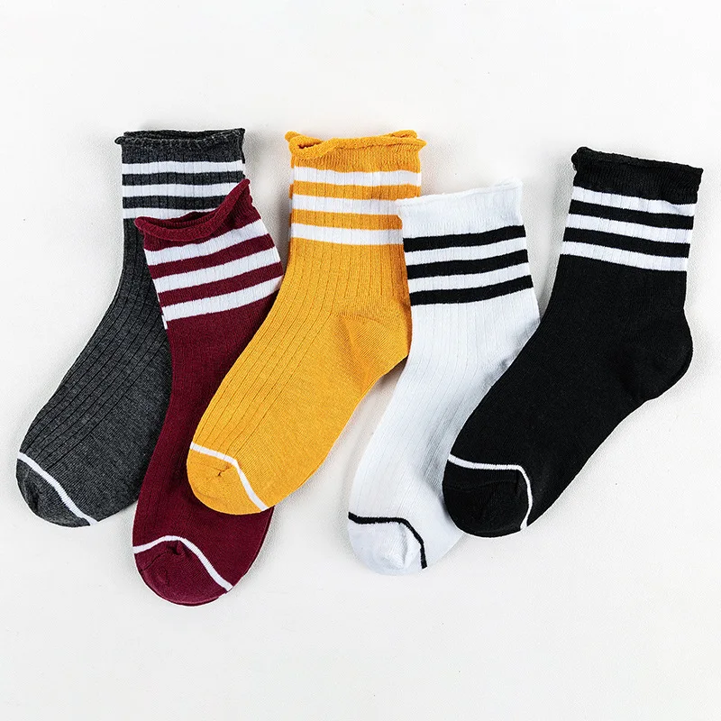 10 пара/лот, Осень-зима, Хлопковые женские короткие носки, Модные дышащие носки, удобные повседневные полосатые носки для женщин