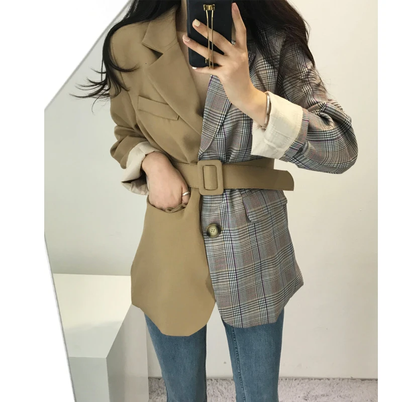 LANMREM/ Осенняя и новая модная трендовая Женская свободная куртка с длинными рукавами и отстрочкой, Повседневная Женская куртка, топы TC00104S