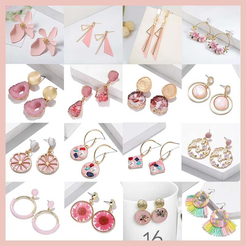 New Hot Fashion Jewelry Earrings Fairy Pink Irregular Resin Enamel