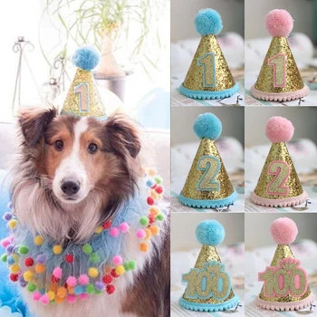 

Puppy Hat Party Costume Accessory Sequins Pet Dog Cat Headwear Birthday