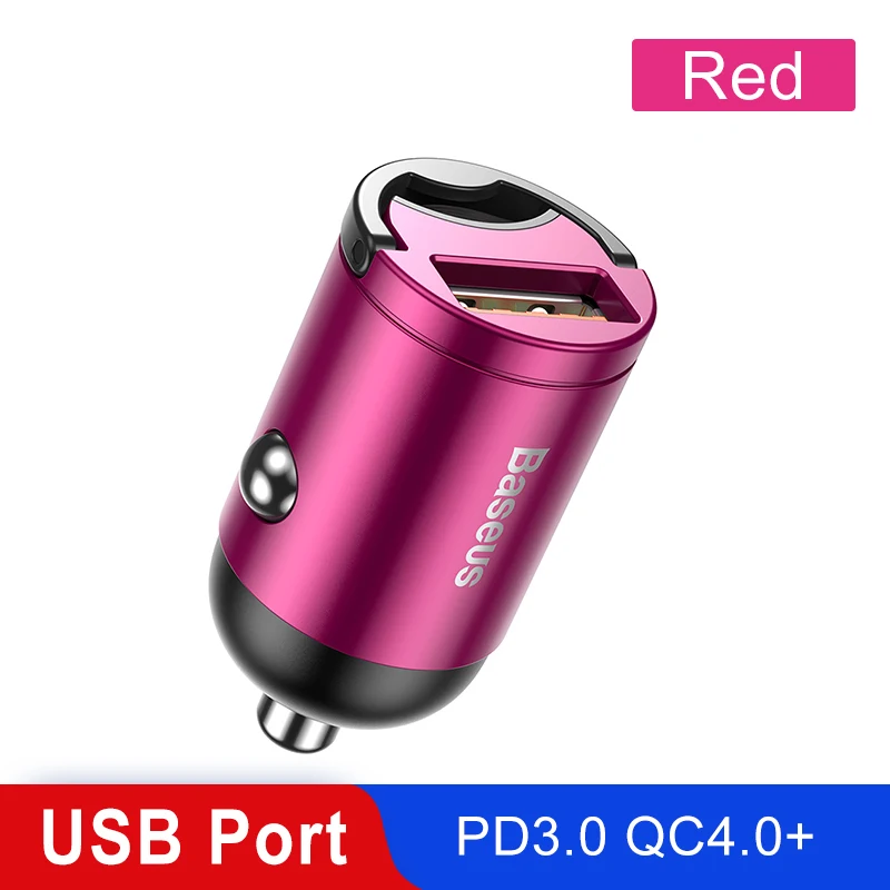 Red 1 USB Baseus Quick Charge 4,0 3,0 USB C автомобильное зарядное устройство для huawei P30 Xiaomi Mi9 мобильный телефон QC4.0 QC3.0 type C PD 3,0 Быстрая зарядка автомобиля - Тип штекера: Red 1 USB