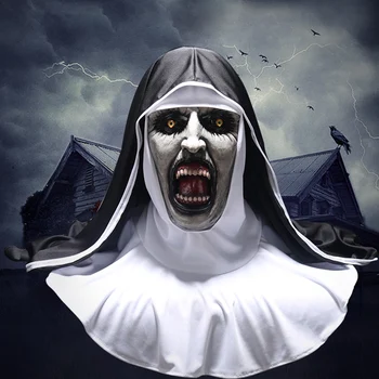 

Personal Nun Mask Scared Female Face Wig Celebrations Halloween Theme Party Cosplay Bar Performances Night Performances Carnival