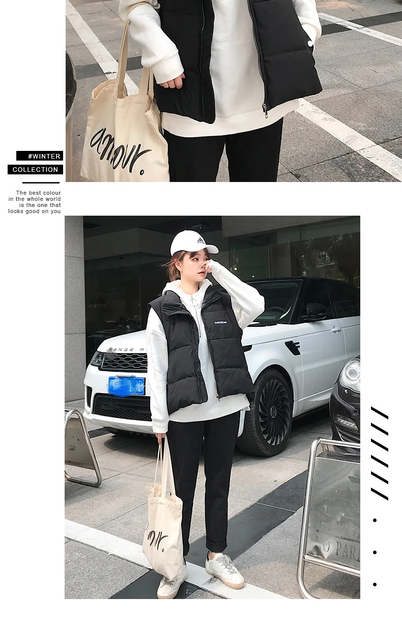 Photo Shoot down Jacket Waistcoat Female Winter Korean-style Stand Collar Vest Large Size Thick Cotton Coat Short Vest Fashion