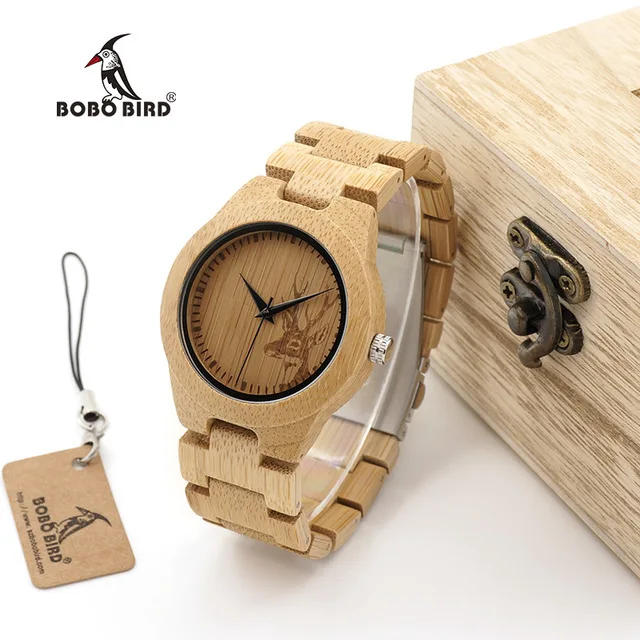 

Woody Patented Low Price Hot Selling All Bamboo BOBO Bird Watch Wood Table Deer Head All Bamboo Table MEN'S Watch Women's