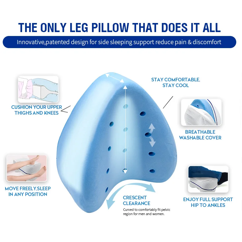 Pregnancy Body Memory Foam Pillow Orthopedic Knee Leg Wedge Pillow Cushion for Side Sleeper