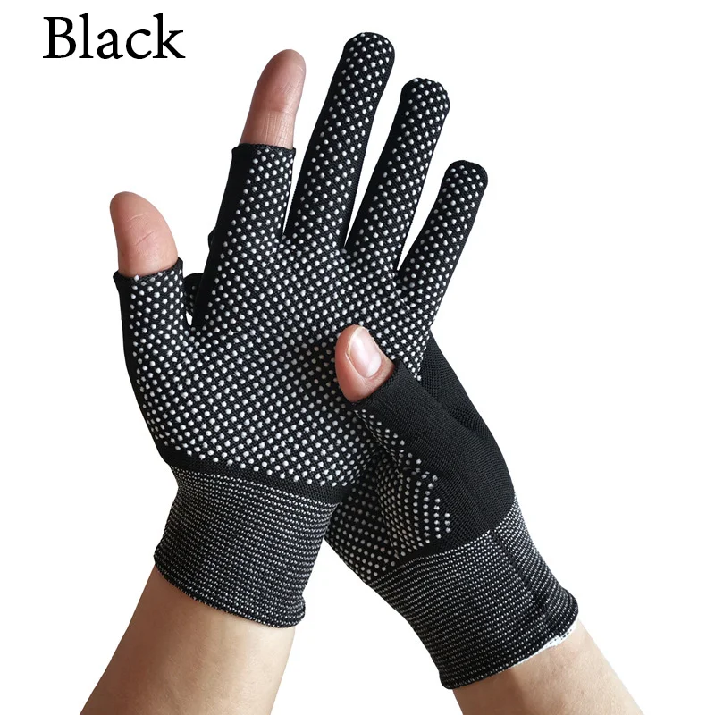 1 Pair Men Nylon Gloves Show Two Fingers Winter Autumn Touch Screen Sport Cycling Unisex Adult Driving Typing Fishing Mitten 