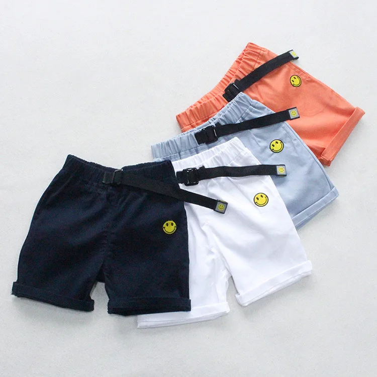 Детская одежда; летние популярные брюки для мужчин и женщин; Детские Гофрированные шорты со смайликом; универсальные шорты; Детские Саржевые Красивые шорты; gong ku