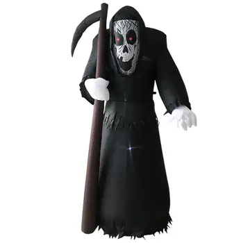 

1.8M Halloween Inflatable Grim Reaper With LED Light Halloween Decoration Props Inflatable Death Sickle Outdoor Halloween Decor