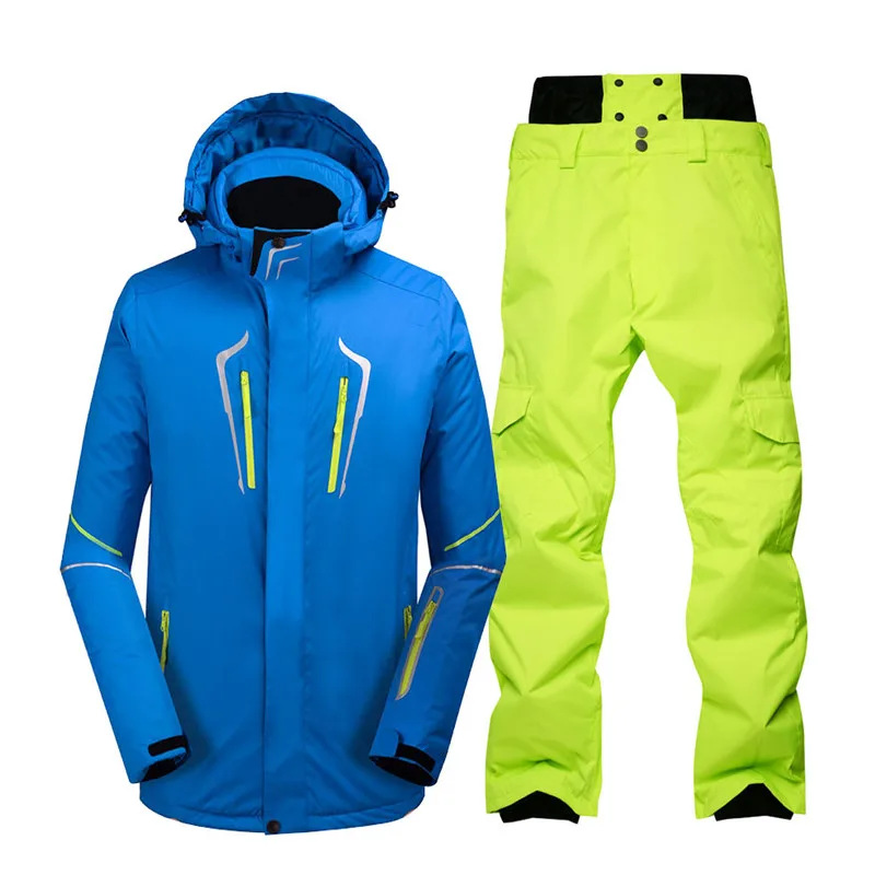 Плюс размер куртка и брюки мужской зимний костюм одежда Спорт на открытом воздухе специальная сноубордская одежда ветрозащитная водонепроницаемая, Лыжный спорт костюм наборы - Цвет: Pic Jacket and Pant