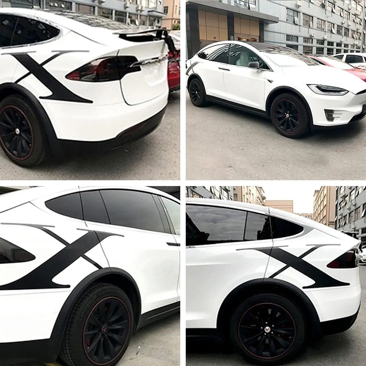 Наклейка на кузов автомобиля из углеродного волокна, Декор автомобилей для Tesla, модель X, наклейка на кузов с цветами, украшение автомобиля, 3 цвета, 1085x445 мм