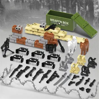

Children's Building Blocks Weapon Accessories Combat Readiness Box Wire Netting Belt Military Building Blocks Toy