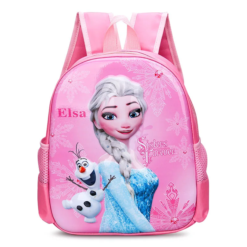 Mochila con estampado de dibujos animados de Frozen para niños, mochilas escolares para niñas, paquetes de hombro con patrón de princesa Elsa linda, marca Disney