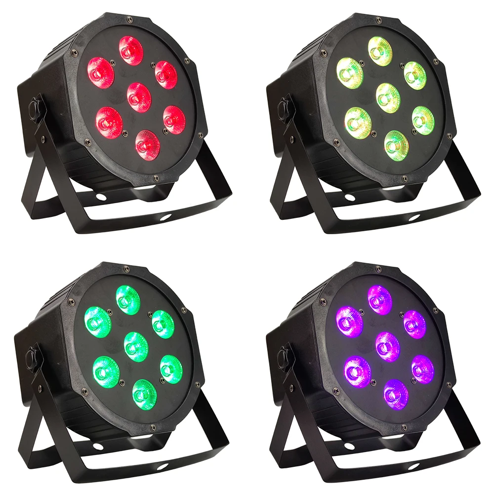 4 шт/7x12 Вт Светодиодный светильник rgbw в 1 12 led flat par Светильник s DMX512