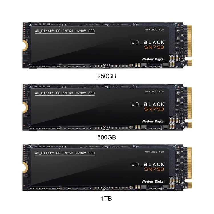 Western Digital Внутренний твердотельный накопитель M2 WD Black SN750 SSD 1 ТБ 250GB 500GB M.2 2280 SSD NVMe Gen3 PCle 3D Nand SSD для ПК