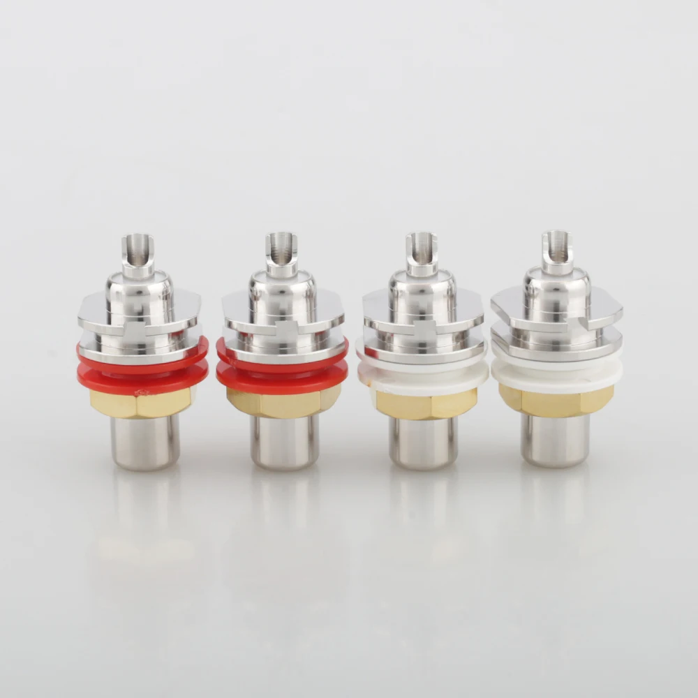 

HiFi 4pcs rhodium plated Cardas GRFA Thick Female Jack RCA Connector Chassis Panel Mount Adapter Audio Terminal Plug