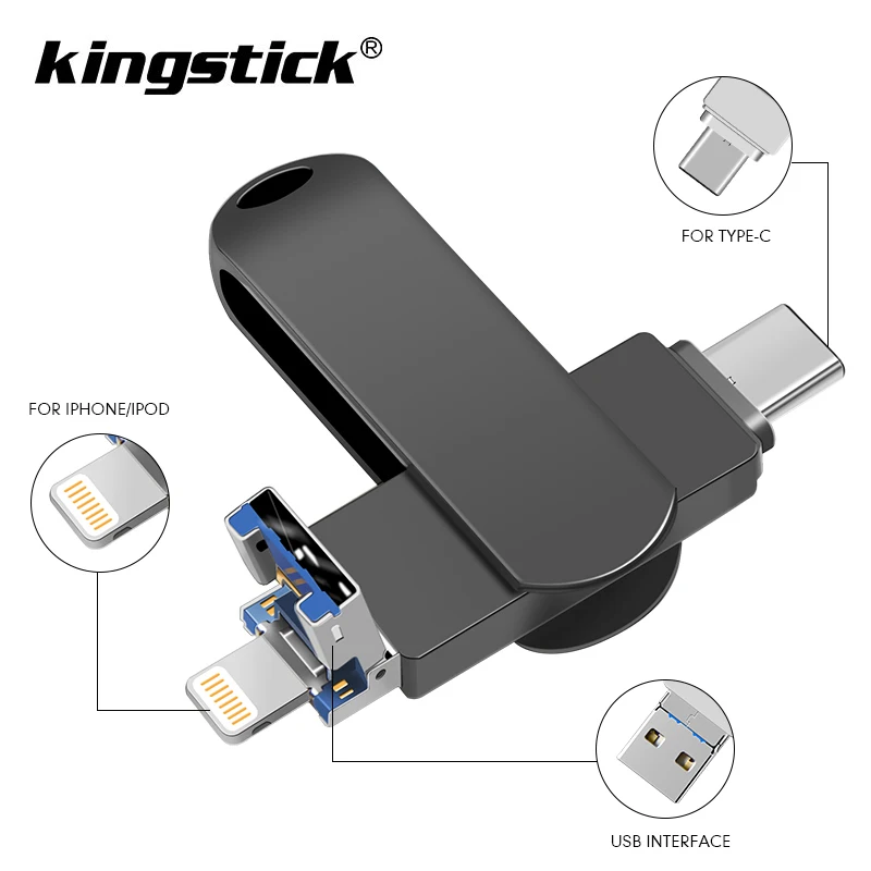 Металлический флэш-накопитель USB 128 ГБ type-c флеш-накопитель 32 Гб 64 Гб Usb2.0 флэш-накопитель для iPhone X/8 Plus/8 Plus/7 Plus USB флеш-накопитель
