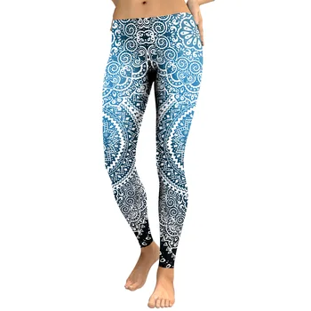 

Women Mandala Flower Digital Print Fitness Leggins Pants Elastic Workout Plus Size Legging Trousers