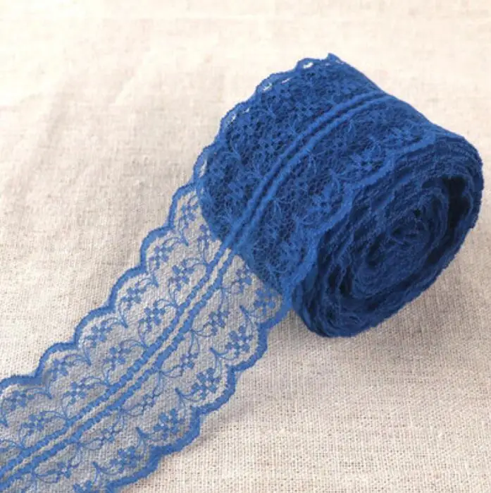 Royal Blue 45 мм 5 ярдов кружевная лента DIY для пошива швейных изделий красочная кружевная отделка подарочная упаковка кружевная лента швейная отделка Африканское кружево - Цвет: Royal Blue