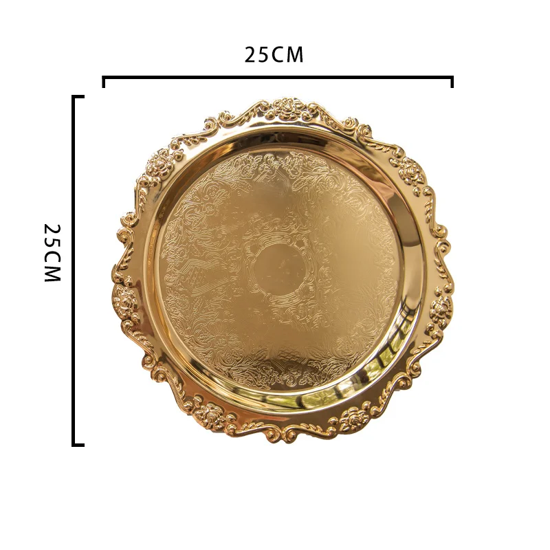 Gold Storage Tea Tray Set Stainless Steel Silver Cake Fruit Plate Jewelry Display Tray Wedding Dessert Plate Home Decor 1pc