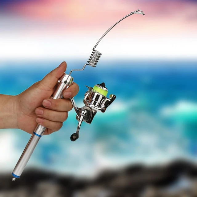 Mini caña de pescar portátil de acero inoxidable, aparejos de pesca  ligeros, equipo de pesca al aire libre, 1 unidad - AliExpress