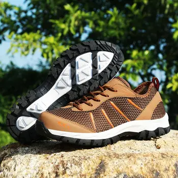 

Plus Size Breathable Mesh Sneakers Man Sports Shoes for Male Running Shoes for Men Sport Shoes Men Trainers Men Brown Gym E-271