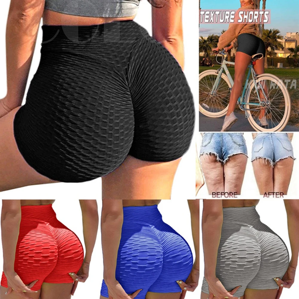 Booty Shorts for Women Yoga Pants High Waist Tummy Control Ruched Hot Running Workout Sports Shorts
