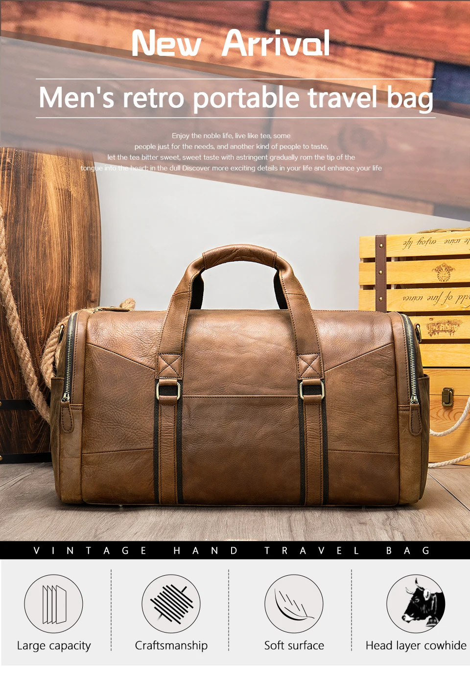 Westal Men Travel Bag Leather Duffle 