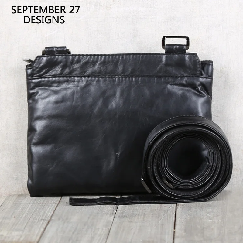

Men Shoulder Bag Genuine Leather Soft Top-end Handmade Luxury Simple Mini Bag Cowhide Zipper Male Travel Crossbody Messenger Bag