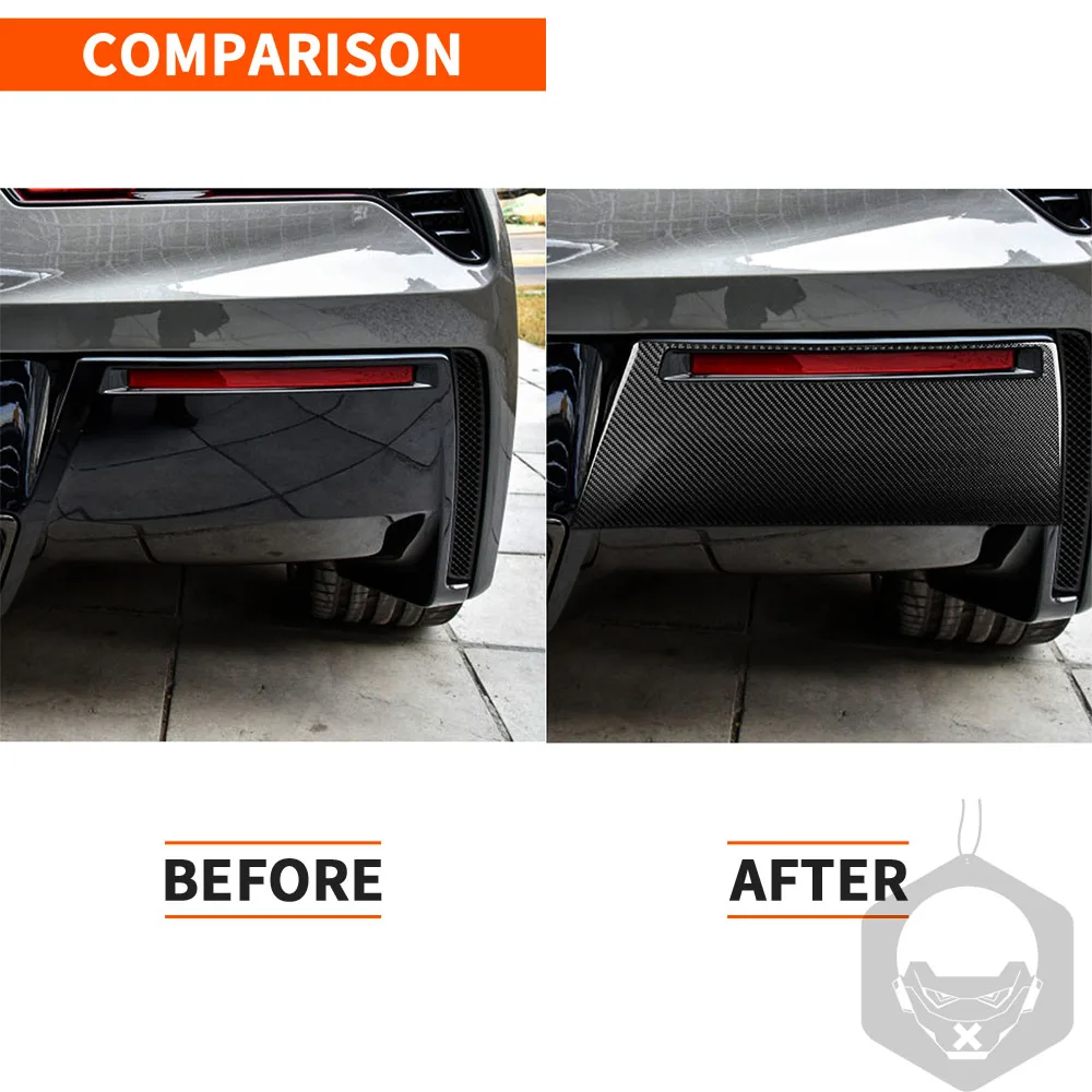 Rear Bumper Cover Panel Sticker For Chevrolet Corvette C7 2014+ Car Tail Bottom Decoration Real Carbon Fiber Styling Accessories