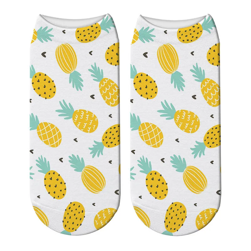 Новый 3D принтом тропических носки с ананасами для женщин Красивые гайка кактус